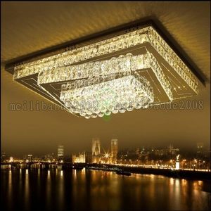 Luxe 3 lagen Rechthoekige LED Crystal Plafondlampen Lichten Verlichting voor Woonkamer Slaapkamer Restaurant Villas Dinning Kamer Bar Hotel
