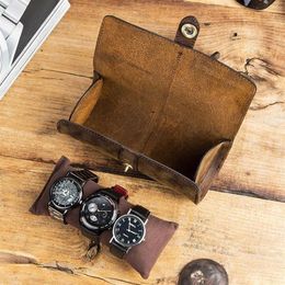 Boîte de montre en cuir de luxe à 3 fentes, étui de voyage, rouleau de poignet, rangement de bijoux, organisateur collecteur Kit218k