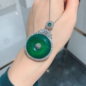 Luxe 30 mm lab Emerald Diamond Necklace 925 Sterling Silver Wedding Pendants Necklace for Women Engagement Chocker Sieraden