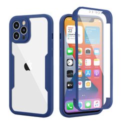 Luxe 360 ​​Protection Full Phone Cases voor iPhone 13 12 11 PRO MAX XR X XS Bumper Soft Clear Shockproof Cover