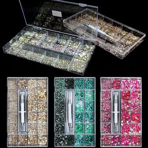 Luxe 3D AB Nail Cristaux Strass Ensemble Gemmes Diamant Nail Art Décorations Pour Manucure 21 Forme 1 PCS Pick Up Pen 3100 PCS 240219