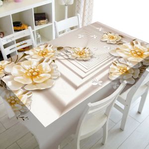 Luxe 3D gesneden bloemenpatroon keuken tafelkleed pauw open scherm rechthoekige salontafel cover home decor picknickmat