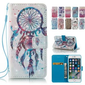 Couverture de portefeuille en cuir PU à rabat de fleur de Mandala de capteur de rêves 3D de luxe pour Samsung S6 S7 A3 A5 J3 J5 J7 2017 Huawei P8 P9 Lite