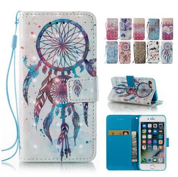 Portefeuille 3D en cuir à rabat pour iphone X XS Max XR 6.1 6.5 pouces 8 7 6 Plus Samsung Note 8 9 S9 S8 S7 Dream Catcher Mandala Fleur