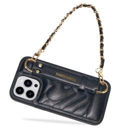 Étuis de luxe en cuir PU avec cœur d'amour 3D, TPU souple avec support de dragonne pour iPhone 15 Pro Max 14 13 12 11