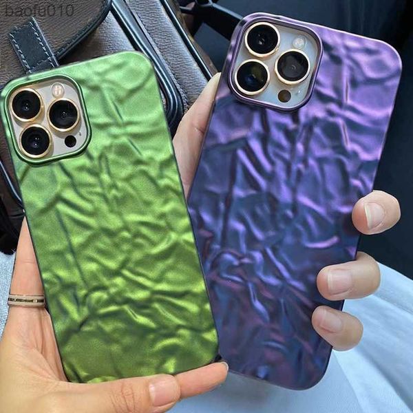 Luxe 3D Mat Placage Violet Foil Phone Case Pour iPhone 13 12 Mini 11 14 Pro Max XS XR X 7 8 Plus Cool Glitter Doux Couverture Arrière L230619