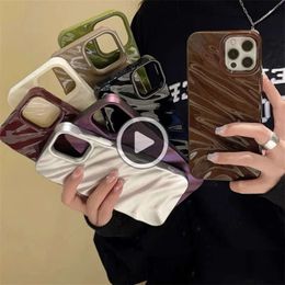 Coque de téléphone de luxe à motif ondulé en soie 3D, étui pare-chocs brillant de couleur unie pour iPhone 14 13 12 11 Pro Max X XR XS Max 7 8 14 Plus