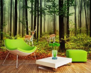 Luxe 3d behang custom 3d dier behang bos elanden landschap achtergrond wanddecoratie schilderij 3d behang muurschildering