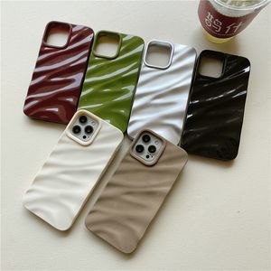 Luxe 3D Water Ripple Soft Silicone Cases voor iPhone 11 12 13 14 Pro Max X XS XR 8 7 Plus Bling Solid Color Shockproof Cover