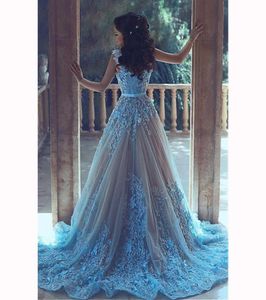 Luxe 3DAPPLIQUES baljurk avondjurken prinses moslim prom -jurken met rode loper blauwe feestjurken op maat gemaakte avond 6597950