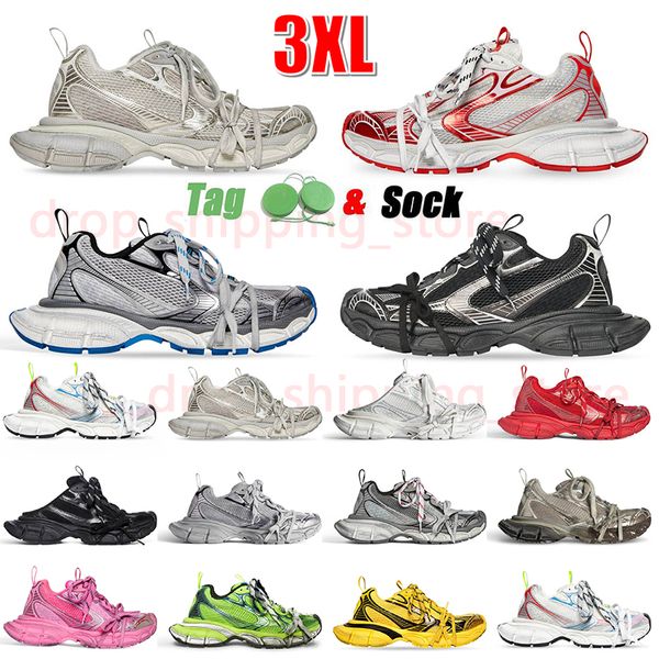 Luxe 3xl Sneaker Lacets Supplémentaires Hommes Femmes Designer 3XL Chaussures Détail Réfléchissant Effet Usé Tennis Baskets Tess. Chaussure d'extérieur imprimée en nylon et cuir Gomma