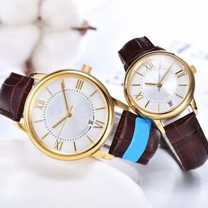 Luxe 40 mm 32 mm Automatische herenhorloge damespaar Watches aaa roestvrij staal klassieke lederen band verstelbaar horloge multicolor merk kalender montre deluxe