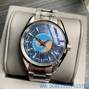 Luxe 41 mm automatisch AAA-horloge voor heren, mechanisch saffier, zwart blauw rubber, lichtgevend roestvrij staal, roségoud, wereldkaart, herenhorloges van hoge kwaliteit