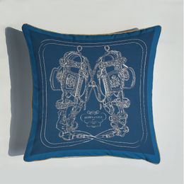 Funda de almohada de lujo de 45x45cm con bordado moderno de caballo azul, funda de cojín para sofá, ropa de cama para el hogar para sofá 2023070609