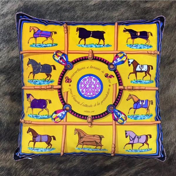 Funda de almohada de lujo de 45x45cm, funda de cojín de sofá de diseño de caballo con estampado de doble cara de terciopelo supersuave, funda de almohada 2023072004