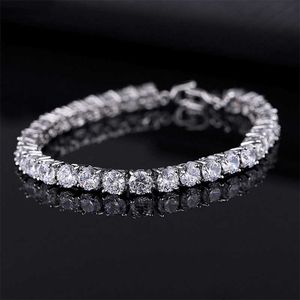 Luxe 4mm Cubic Zirconia Tennis Armbanden Iced Out Out Chain Crystal Wedding for Women Men Gold Silver Color