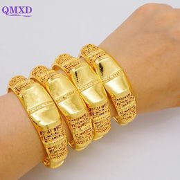 Luxe 4pcsLot Dubai éthiopien couleur or bracelet manchette pour femmes africain large bracelet moyen-orient bracelets bijoux hawaïens 240125