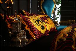 Luxe 5 -stks kussen voor geschenkontwerper quilt/dekbedovertrek sets rode tijger koningin king beddengoed sets 100 katoen geweven Europese stijl
