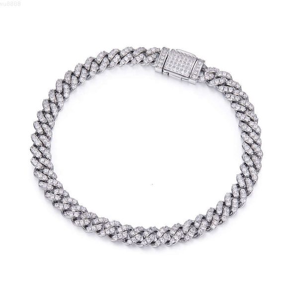 Bracelets de luxe en argent de 6 Mm pour hommes, modèles à maillons en argent Sterling, chaîne à maillons cubains Moissanite