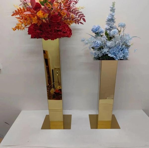 Luxury 60cm / 80cm / 100 cm Flower Road Lead Gold Metal Metal Wedding Table Centres de table d'événement Vases Home Hotel Decoration