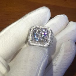 Luxury 925 argent sterling 14k anneaux d'or doigt 2 carat Simulated diamant fiançailles de mariage pour hommes
