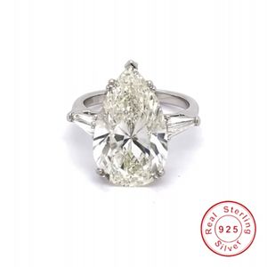 Luxe 925 Sterling Silver 5ct goutte en forme de poire coupe diamant mariage fiançailles Cocktail femmes pierres précieuses anneaux bijoux fins