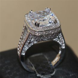 Luxe 925 argent sterling et or rose rempli pavé réglage 192 pièces AAA CZ réglage 8ct carré pierres précieuses anneaux fer tour mariage Ri260h