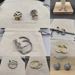 Luxe 925 sterling zilveren designer oorbellen X geïnterlinieerd 5A goud luxe hoepel stud oorbel voor vrouw diamanten verlovingssieraden cadeau 11 kleurkeuzes RWOB