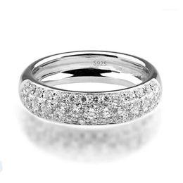 Luxus 925 Sterling Silber Ringe für Frauen und Männer Charme Voller Klarer Kristall Hochzeit Verlobung Unisex Ringe Top Qualität1189z