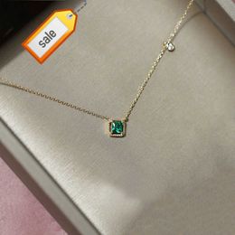 Luxe 925 sterling zilveren vierkante smaragd diamanten halsketting 14K goud groen witte zirkonia ketting ketting