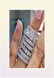Luxury 925 Sterling Silver Wedding Band Eternity Ring For Women Ladies Big Finger Party Anniversary Gift Lots en vrac Bijoux R4577 X4583344