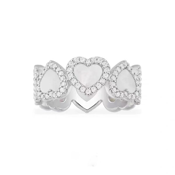luxe Une marque d'amour coeur designer bande anneaux femmes filles joli charme perle coeurs élégants diamant anillos lourd anneau chinois bijoux de fête