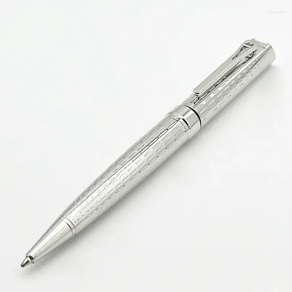 Bolígrafo de lujo de la marca A-n-r, clásico, totalmente plateado, patrón de tallado exquisito, suministros escolares de oficina