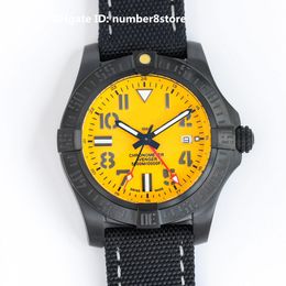 Montre de luxe pour hommes, chronographe 44, en acier noir, cadran jaune, cristal saphir, classique, 3 couleurs, V32395101B1X4
