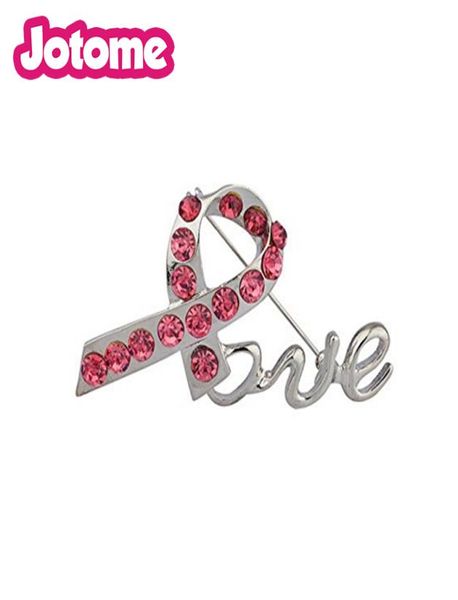 Les accessoires de luxe pavé les broches de ruban en cristal rose émail conscience du cancer du sein inspiration amour broche broche pour les femmes8001515