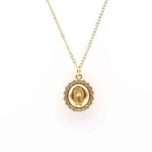 Luxury Accsori Femmes Bijoux Religieux Gold Vierge Marie Collier Saint Mère Pendentif Collier