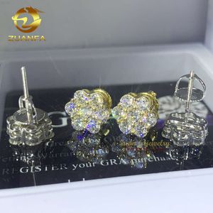 Boucles d'oreilles de luxe à prix abordable, bijoux Hip Hop Vvs Moissanite en or 10k et diamant