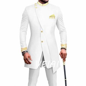 Costumes africains de luxe pour hommes Lg manteau classique smoking couleur unie sur mesure deux pièces veste pantalon régulier Blazer Hombres 17Xt #