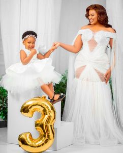 Vestidos de novia blancos africanos de lujo con hombros descubiertos para mujer 2024 íntegramente con perlas apliques para vestido de novia Vermaid Formal