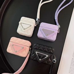 Funda de lujo para Airpods Pro 1 2 3 Fundas para Airpods de diseño Accesorios Bolsas para auriculares con llavero Letra P Patrón impreso