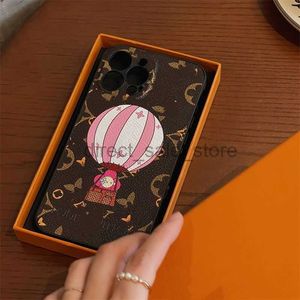 Luxe Alphabet Hot Air Balloon design coque de téléphone iPhone Case 15 Pro Max 11 12 13 14 15 Plus Designer Leather Fashion cover