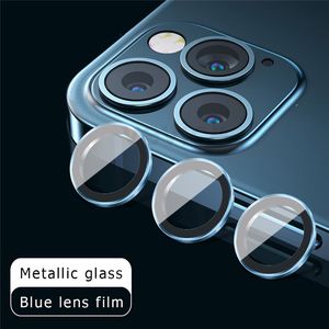 Luxe aluminium metalen camera lens schermbeschermers voor iPhone 13 Pro Max Mini 12 11 Rainbow kleurrijke luchtvaartcamera -film Fine Hole mobiele telefoonfilms met pakket