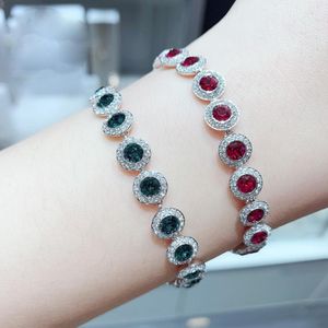 Bracelets anges de luxe Bracelet de boucle en diamant complet brillance Blue rouge rose claire cristal original pour maman copine Envoyer des cadeaux romantiques