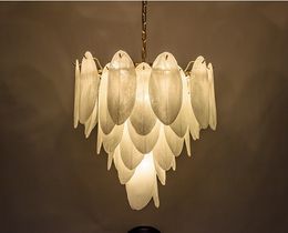 Luxe engel stijl kroonluchter living murano glas kroonluchters hal gouden glans witte veer verlichting corridor hangende lampen