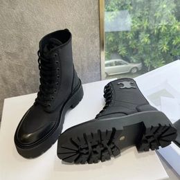 Bottines de luxe de styliste pour femmes, bottines Martin à la mode à talons épais, chaudes