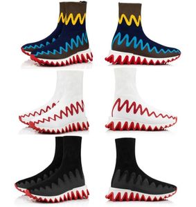Luxe enkellaarzen voor vrouwen mannen Casual schoenen y sock breier elastisch rubber zwart wit mesh winter popschoenen wi5918575