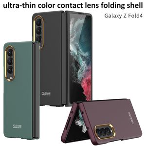 Estuche de lujo para teléfono Vogue con huella dactilar para Samsung Galaxy Folding Z Fold4 5G Slim Protector Soft Bumper Mate Color sólido Business Plating Fold Shell a prueba de golpes