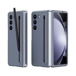 Luxe Anti-vingerafdruk Matte Vogue Telefoonhoesje voor Samsung Galaxy Z Opvouwbare Fold3 Fold4 Fold5 5G Volledige beschermende Zachte Stylus Membraan Vouw Shell met Pensleufhouder