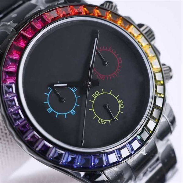 Reloj de pulsera de lujo AP Diamond Iced Mosonite para hombre, resistente al agua, carcasa de arcoíris de alta calidad, función de 40mm, 904L