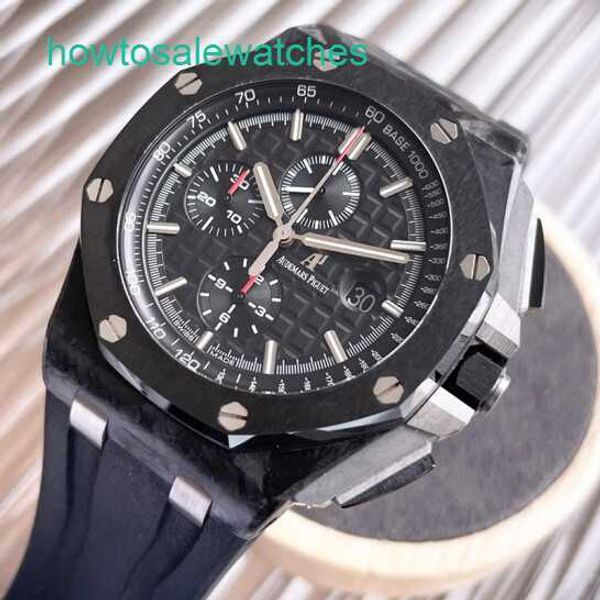 Luxury AP MUBLITA MUGS Mens Royal Oak Offshore 26400au Precisión mecánica Automática Date de acero de segunda mano Reloj de 42 mm placa de panda negra